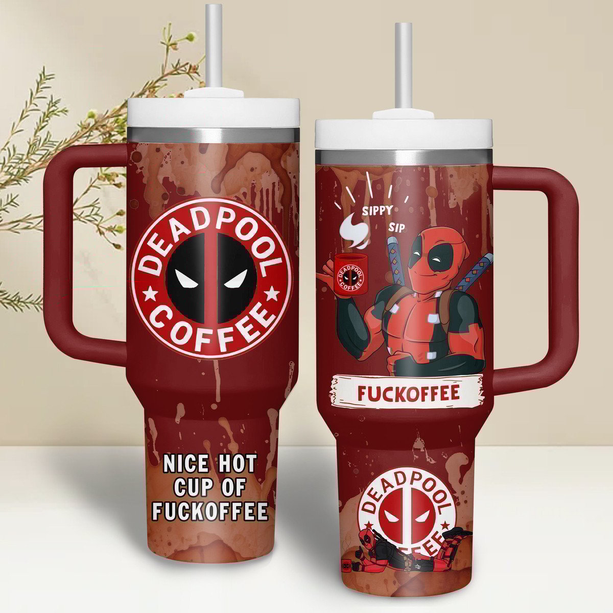 Deadpool Movies Custom Stanley Quencher 40oz Stainless Steel Tumbler With Handle