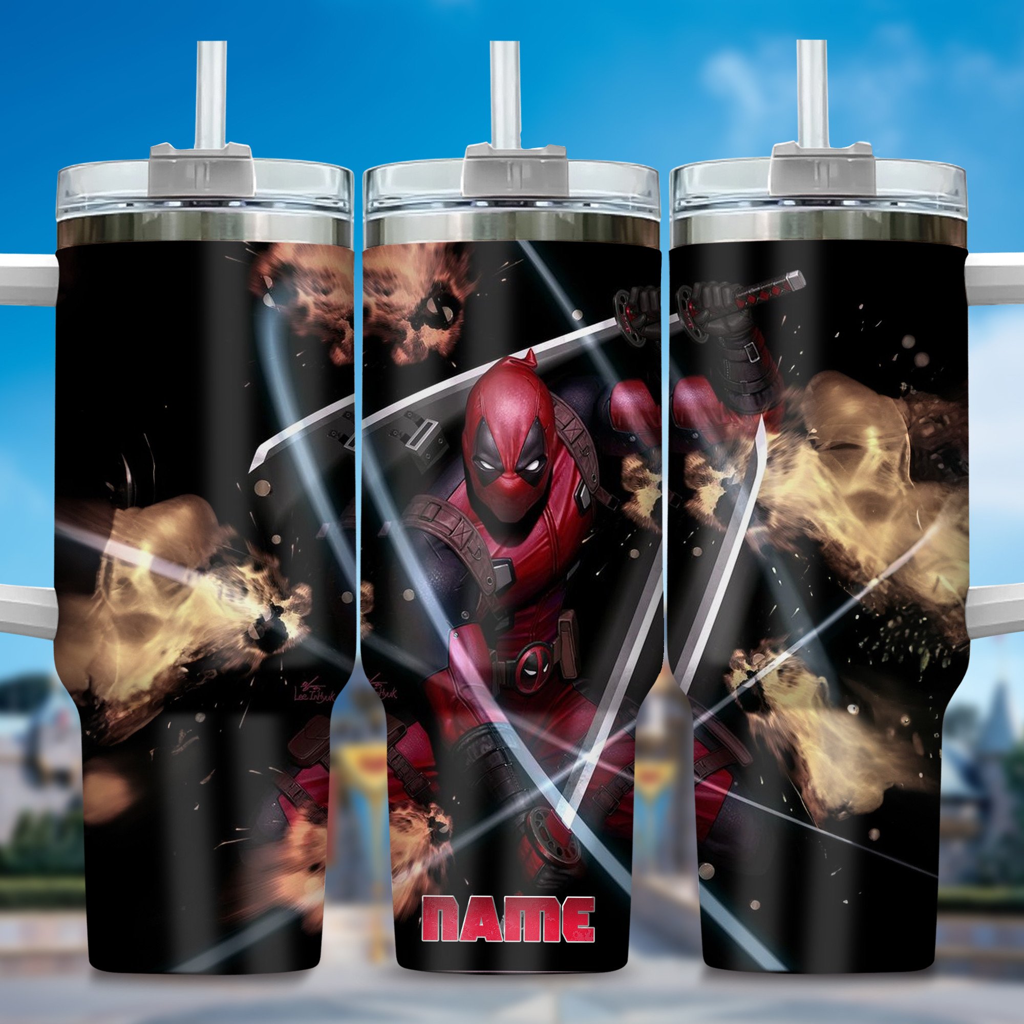 Deadpool Wolverine Movies Custom Stanley Quencher 40oz Stainless Steel Tumbler With Handle