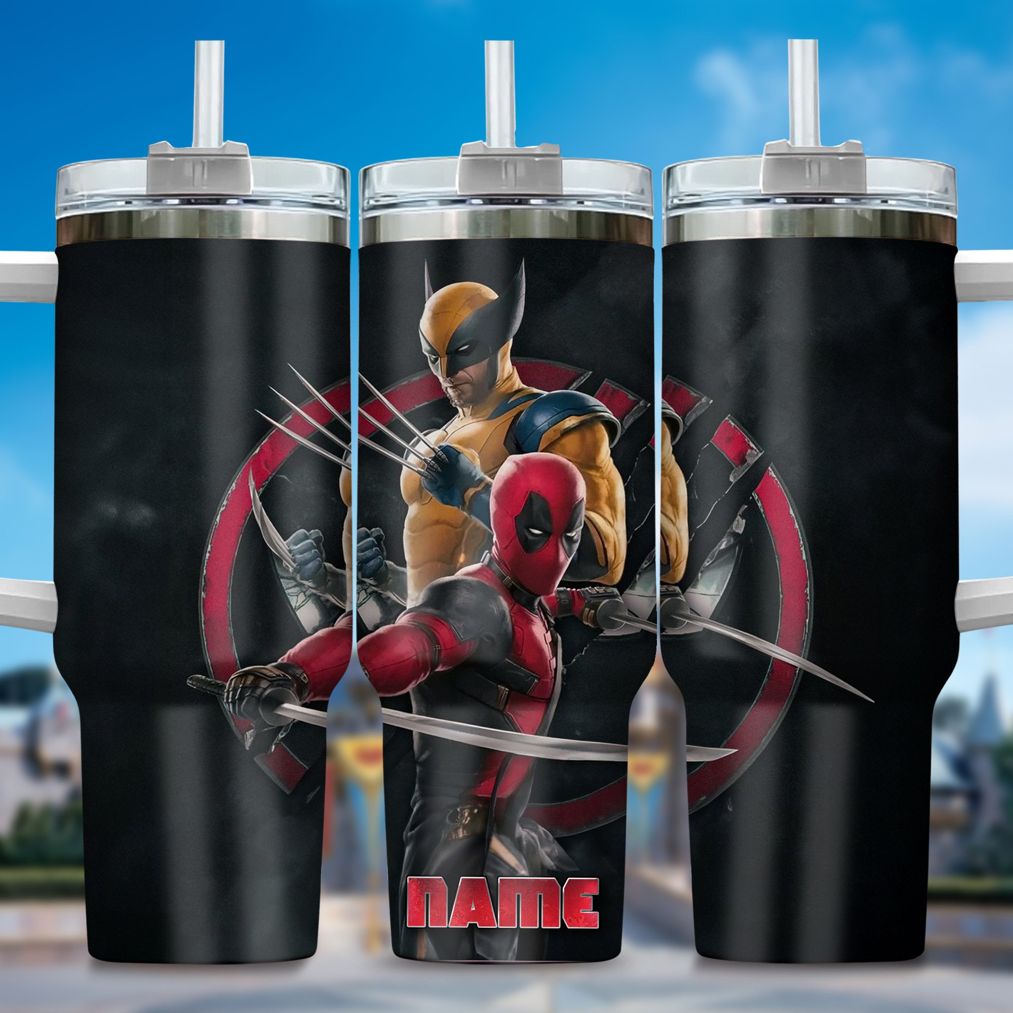 Deadpool Wolverine Movies Custom Stanley Quencher 40oz Stainless Steel Tumbler With Handle