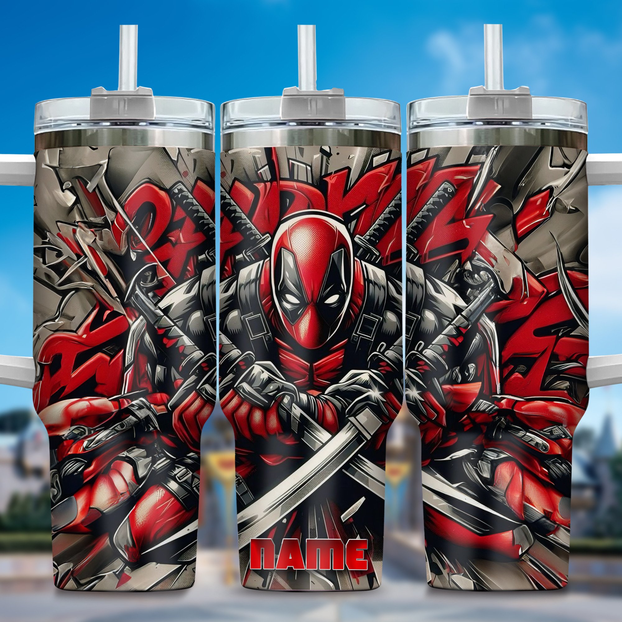 Deadpool Wolverine Movies Custom Stanley Quencher 40oz Stainless Steel Tumbler With Handle
