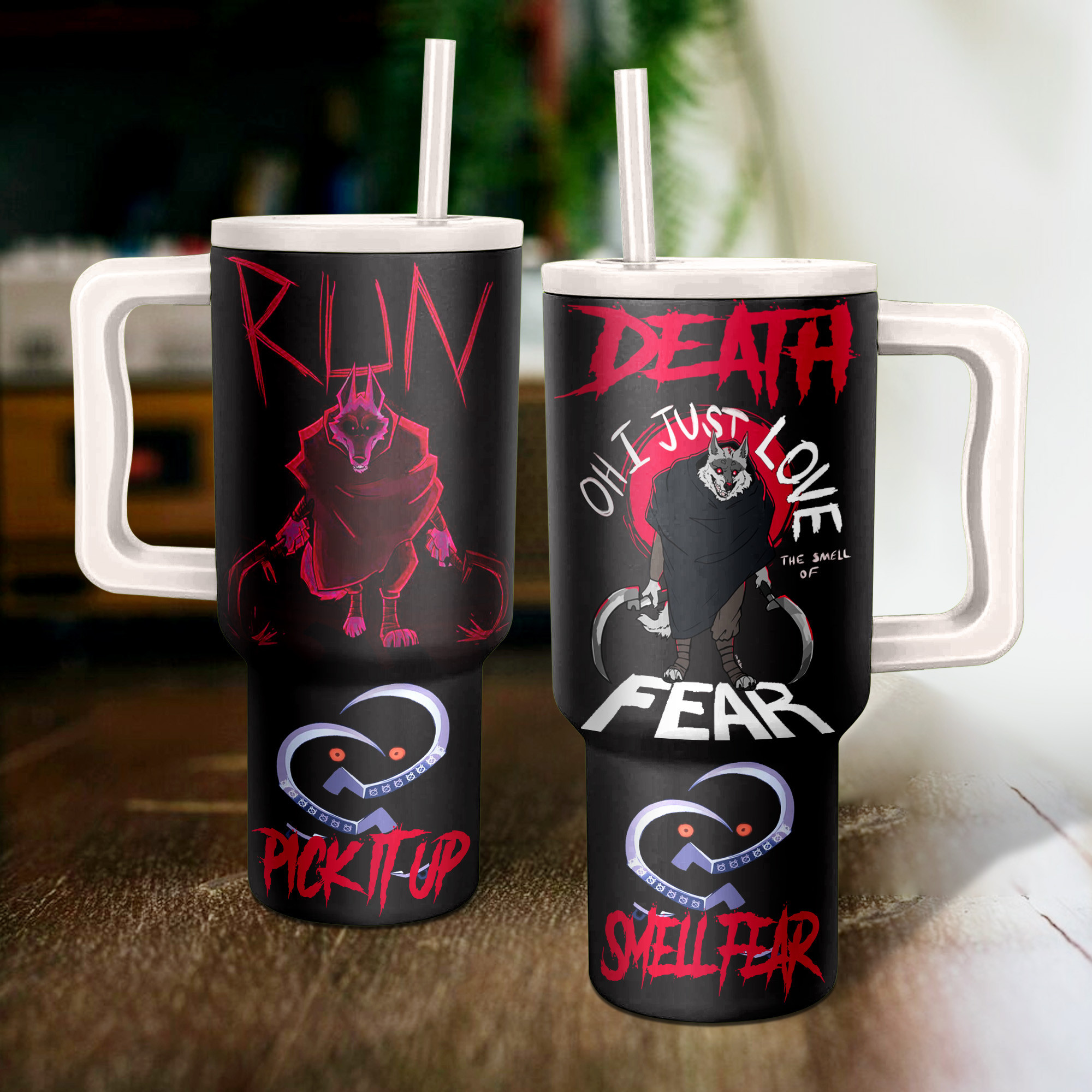Death The Wolf Puss In Boots Cartoon Custom Stanley Quencher 40oz Stainless Steel Tumbler With Handle