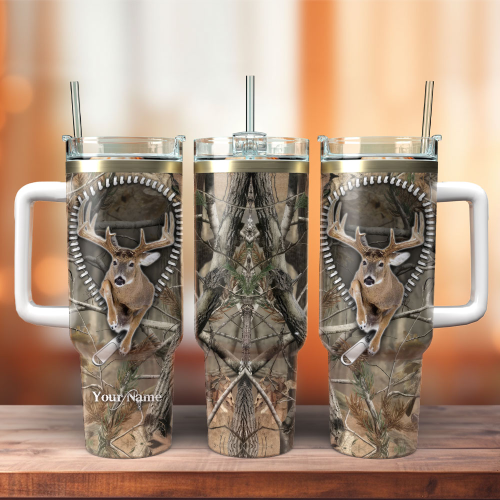 Deer Hunter Animal Custom Stanley Quencher 40oz Stainless Steel Tumbler With Handle