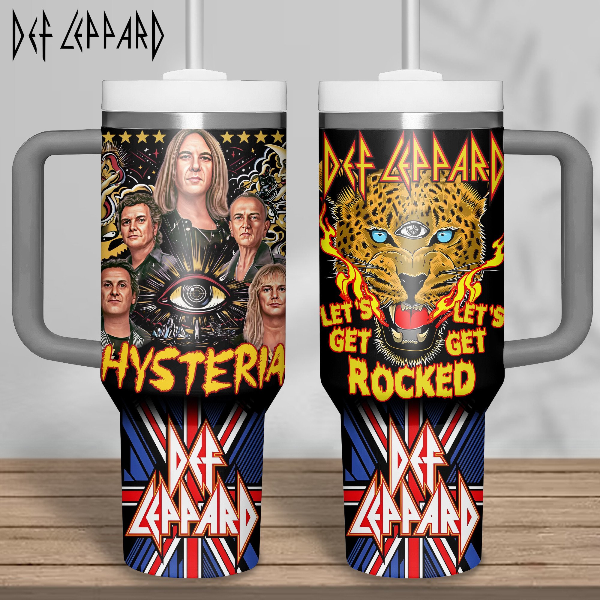Def Leppard Music Custom Stanley Quencher 40oz Stainless Steel Tumbler With Handle