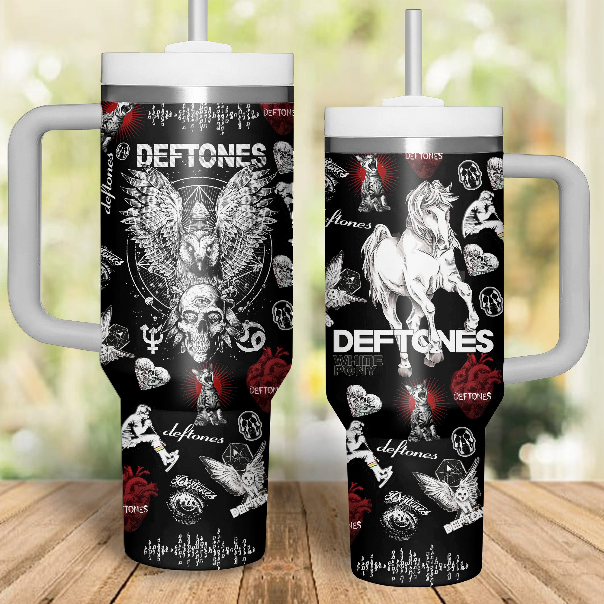 Deftones Music Custom Stanley Quencher 40oz Stainless Steel Tumbler With Handle