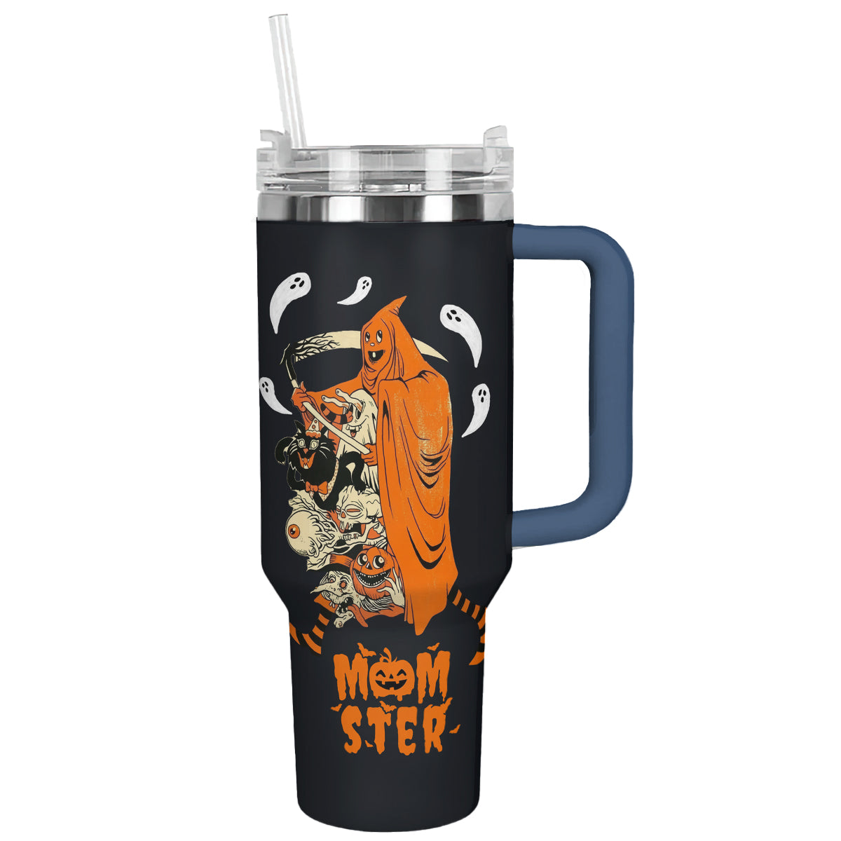 Delight Momster Halloween Custom Stanley Quencher 40oz Stainless Steel Tumbler With Handle