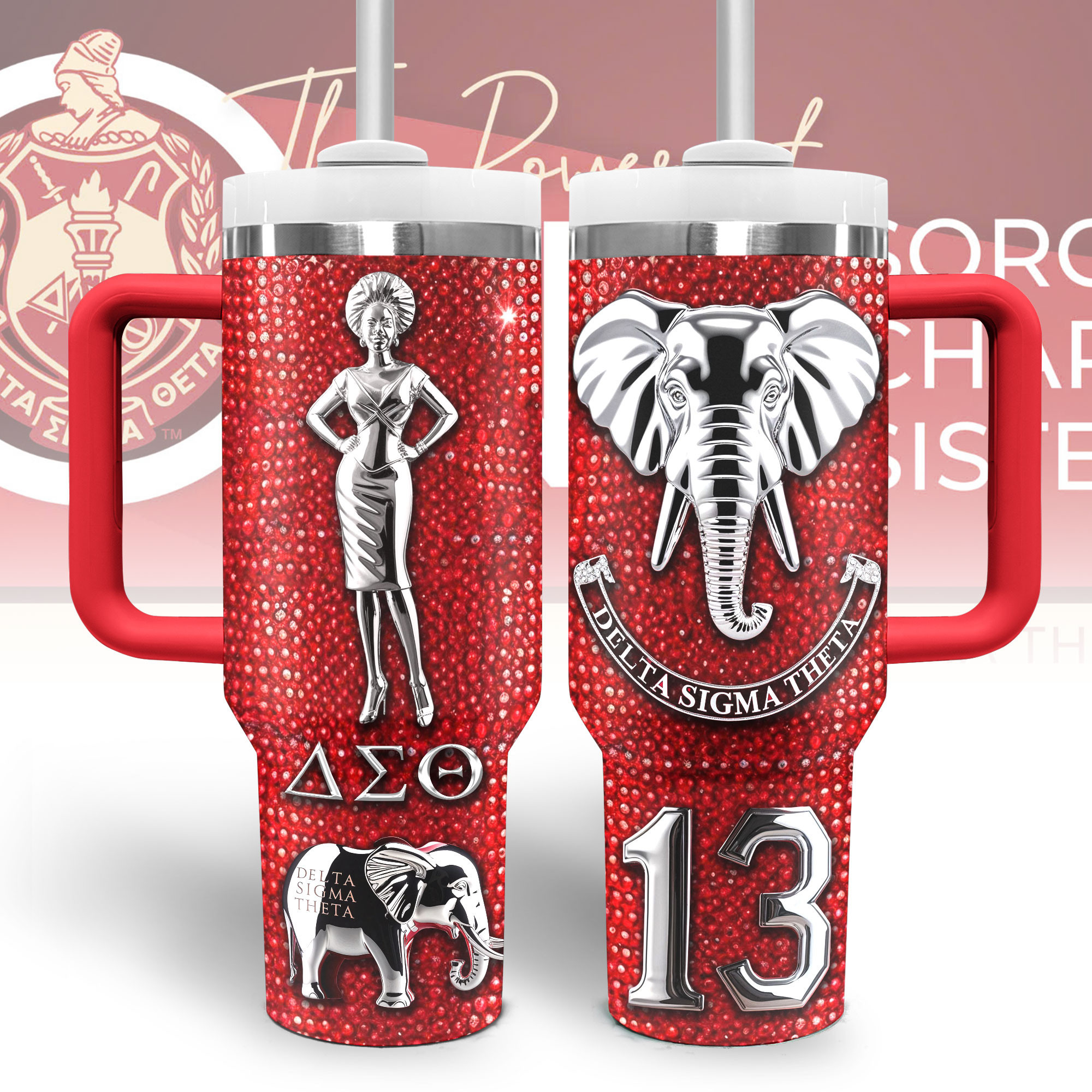 Delta Sigma Theta Custom Stanley Quencher 40oz Stainless Steel Tumbler With Handle