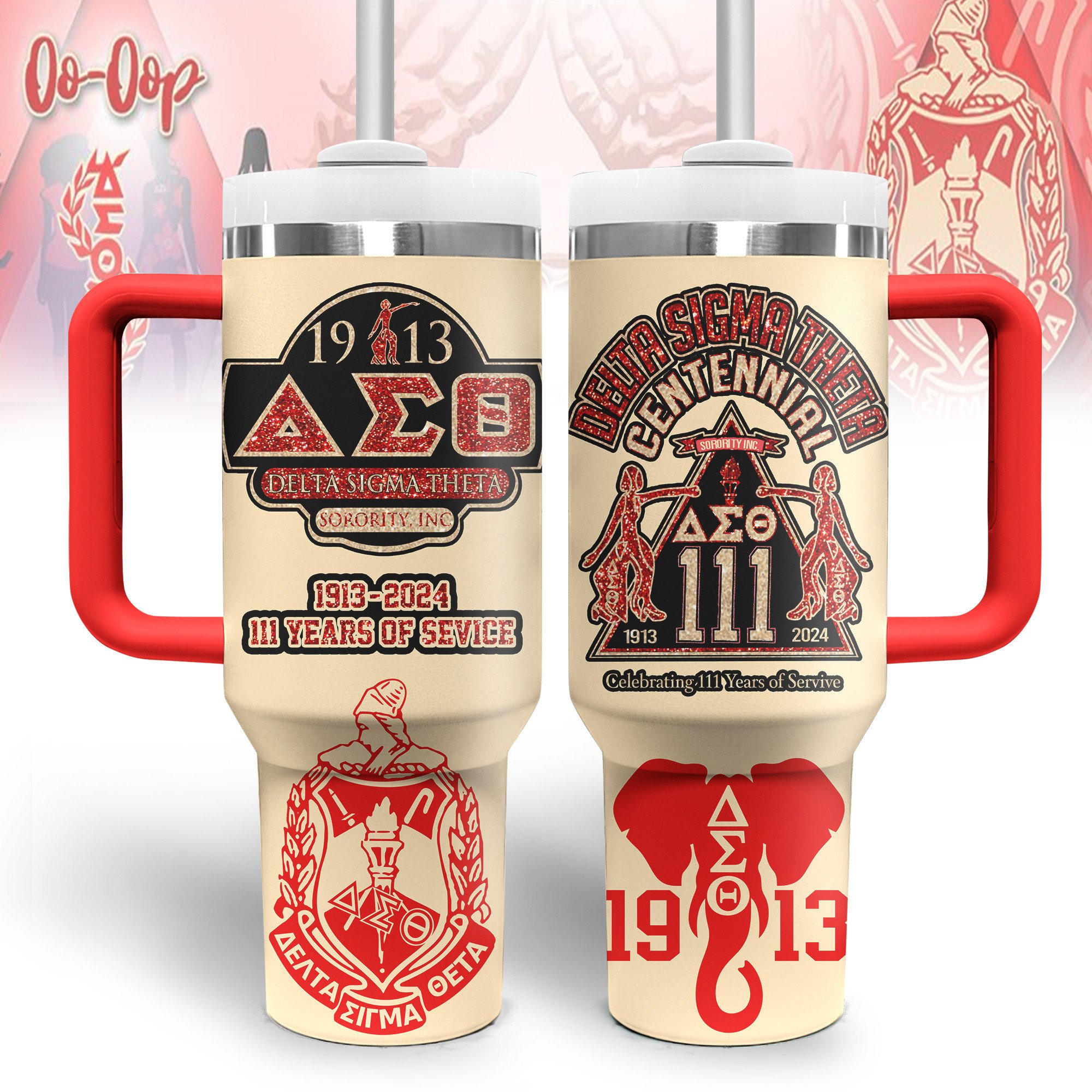 Delta Sigma Theta Custom Stanley Quencher 40oz Stainless Steel Tumbler With Handle