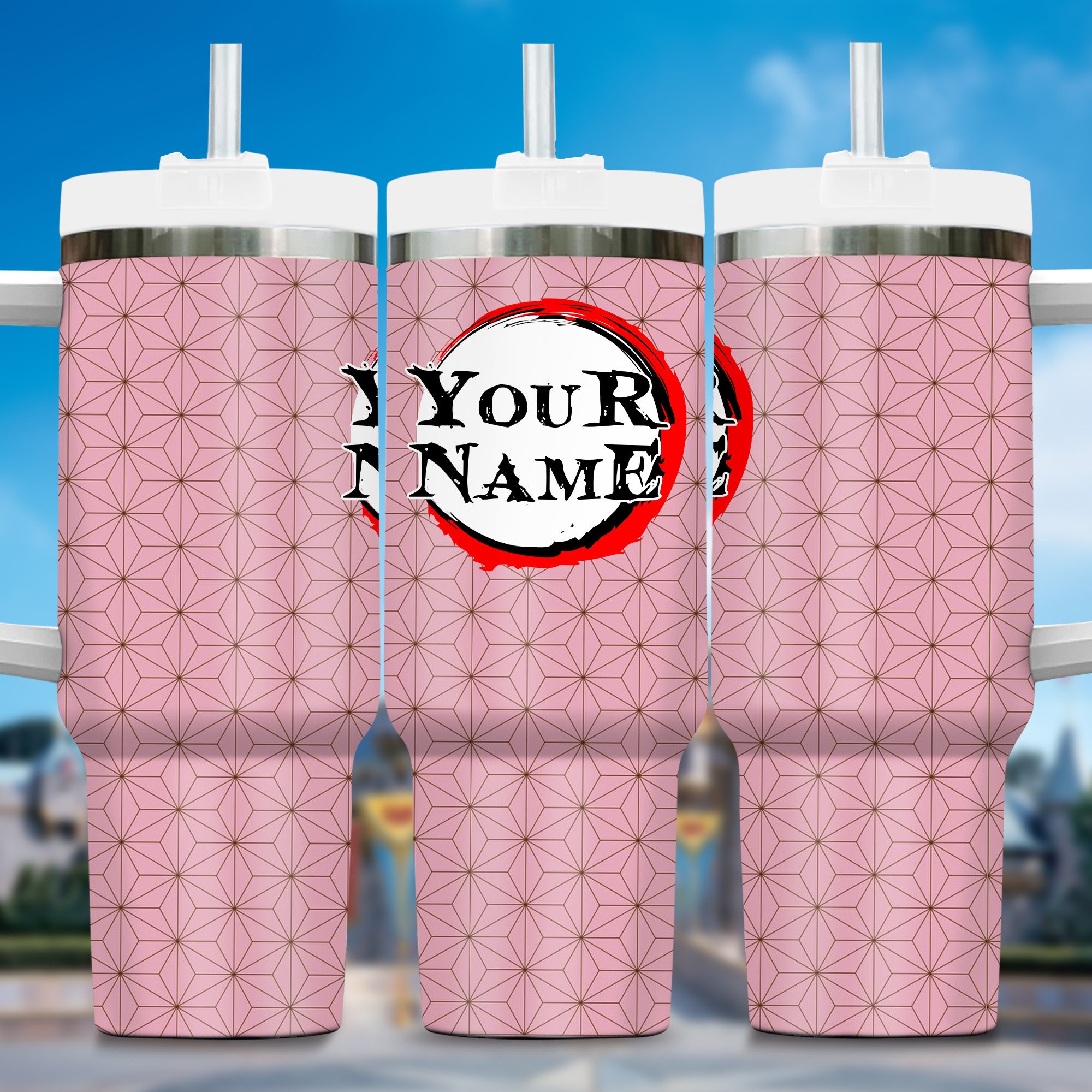 Demon Slayer Anime Custom Stanley Quencher 40oz Stainless Steel Tumbler With Handle