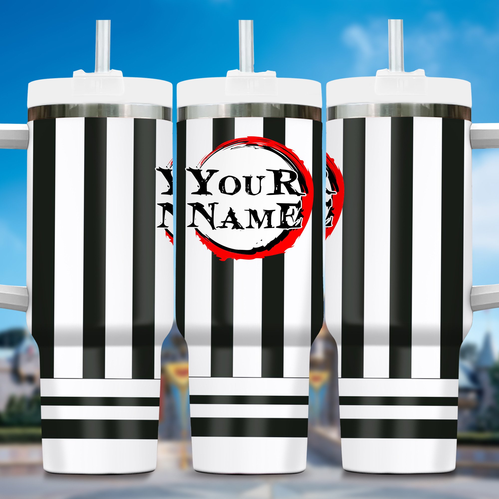 Demon Slayer Anime Custom Stanley Quencher 40oz Stainless Steel Tumbler With Handle