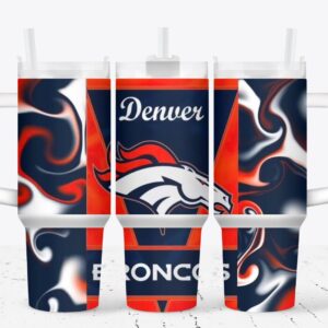 Denver Broncos Football NFL Custom Stanley Quencher 40oz Stainless Steel Tumbler With Handle