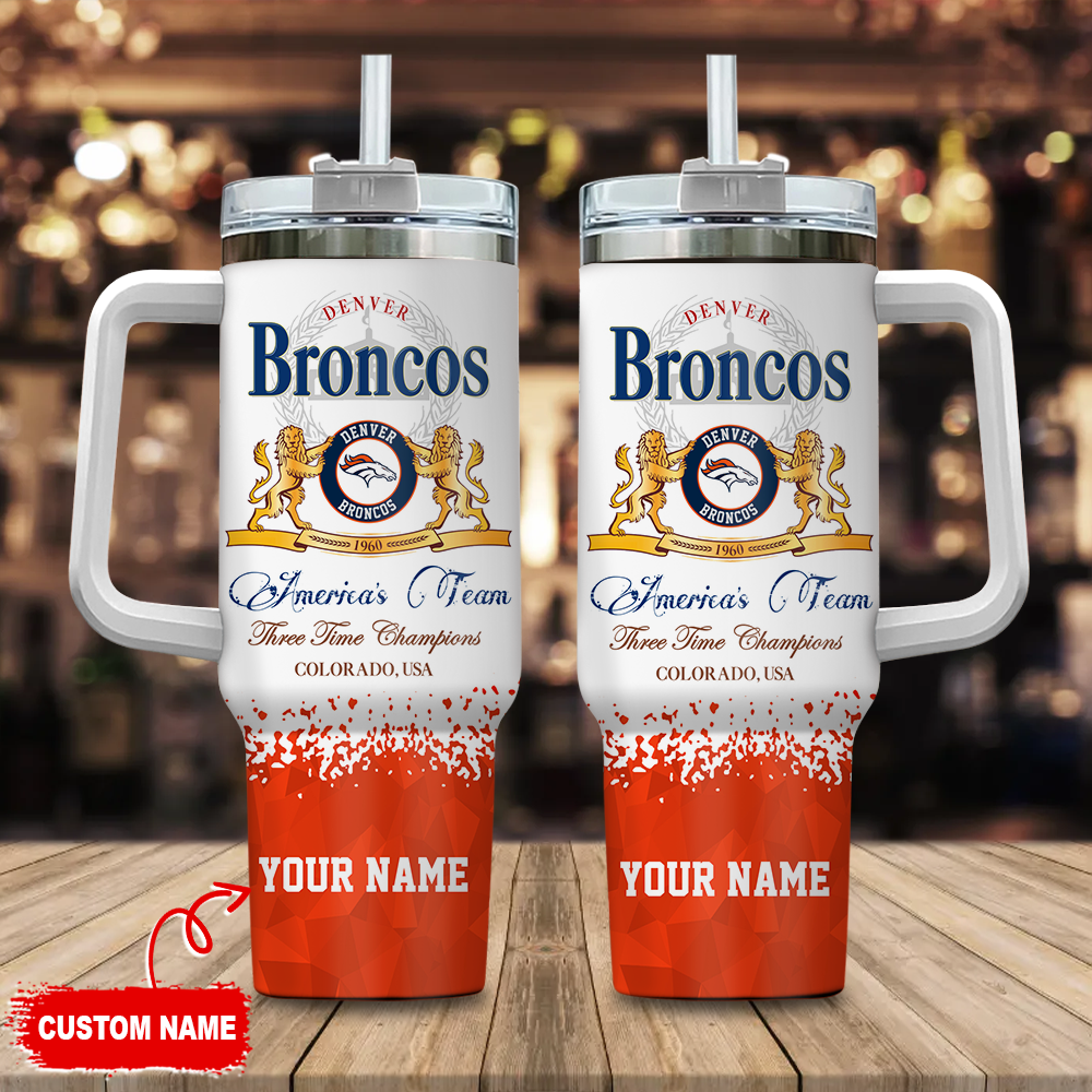 Denver Broncos NFL Champions Modelo Custom Stanley Quencher 40oz Stainless Steel Tumbler With Handle