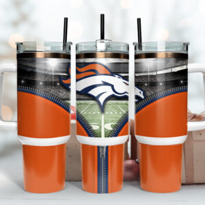 Denver Broncos NFL Custom Stanley Quencher 40oz Stainless Steel Tumbler With Handle