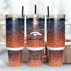Denver Broncos NFL Custom Stanley Quencher 40oz Stainless Steel Tumbler With Handle