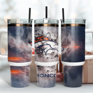 Denver Broncos NFL Custom Stanley Quencher 40oz Stainless Steel Tumbler With Handle