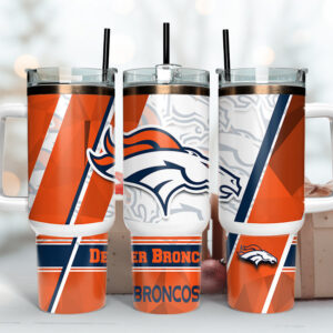 Denver Broncos NFL Custom Stanley Quencher 40oz Stainless Steel Tumbler With Handle