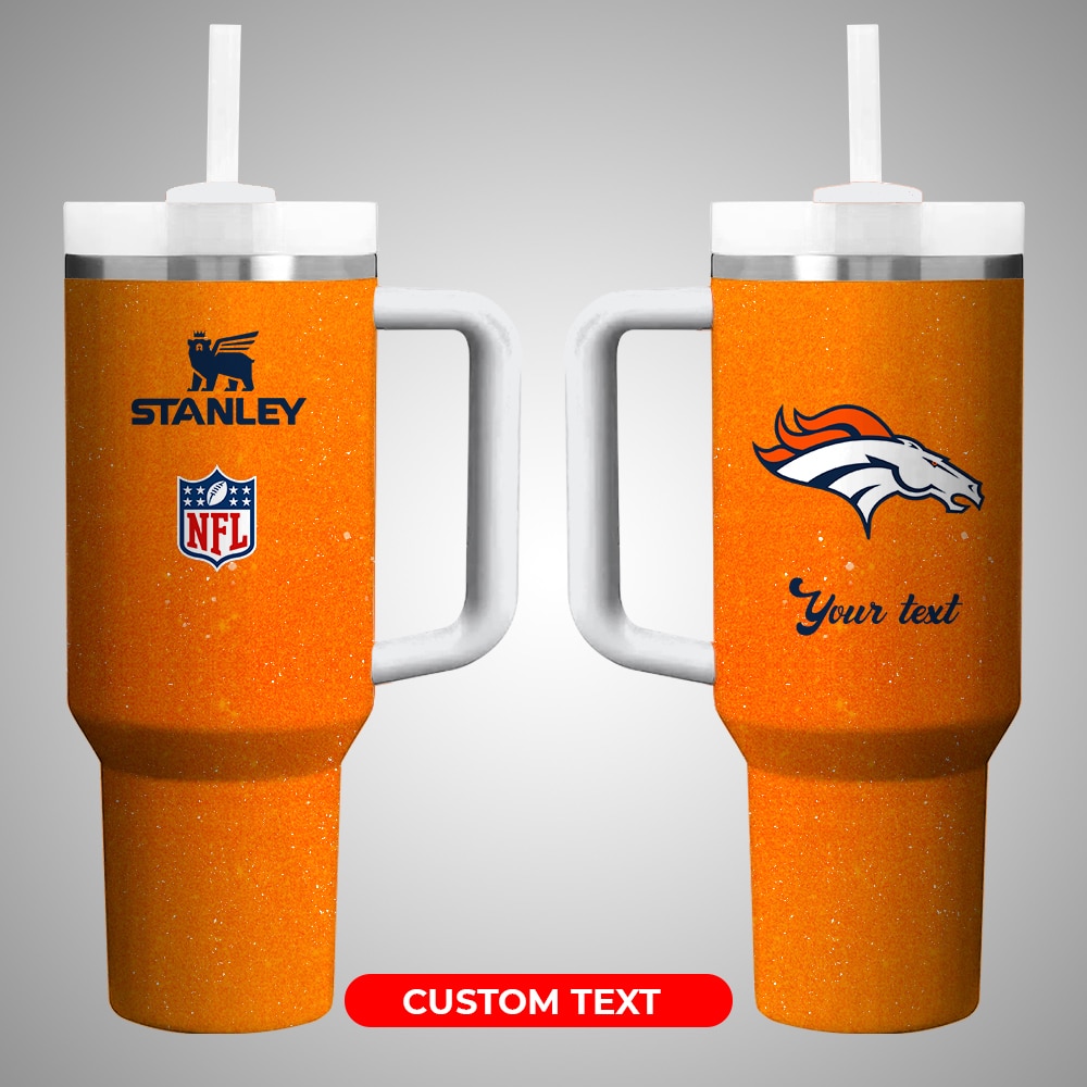 Denver Broncos NFL Custom Stanley Quencher 40oz Stainless Steel Tumbler With Handle