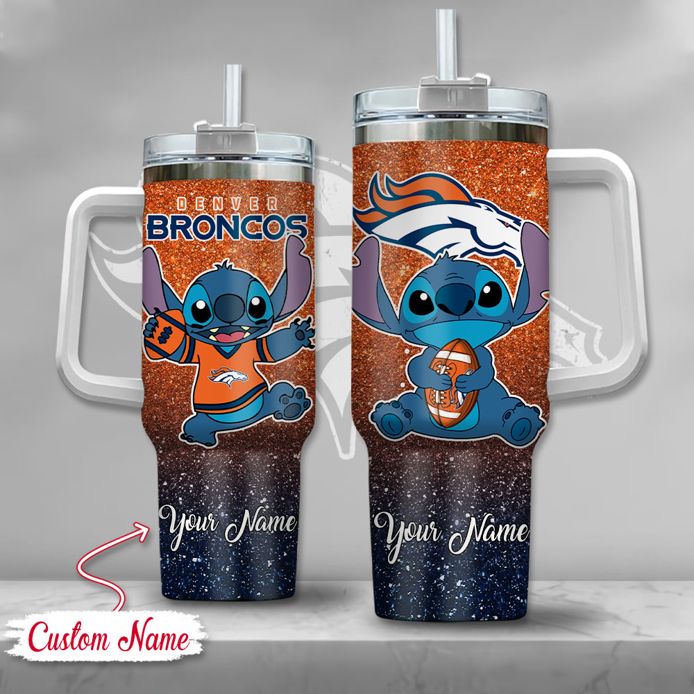 Denver Broncos NFL Custom Stanley Quencher 40oz Stainless Steel Tumbler With Handle