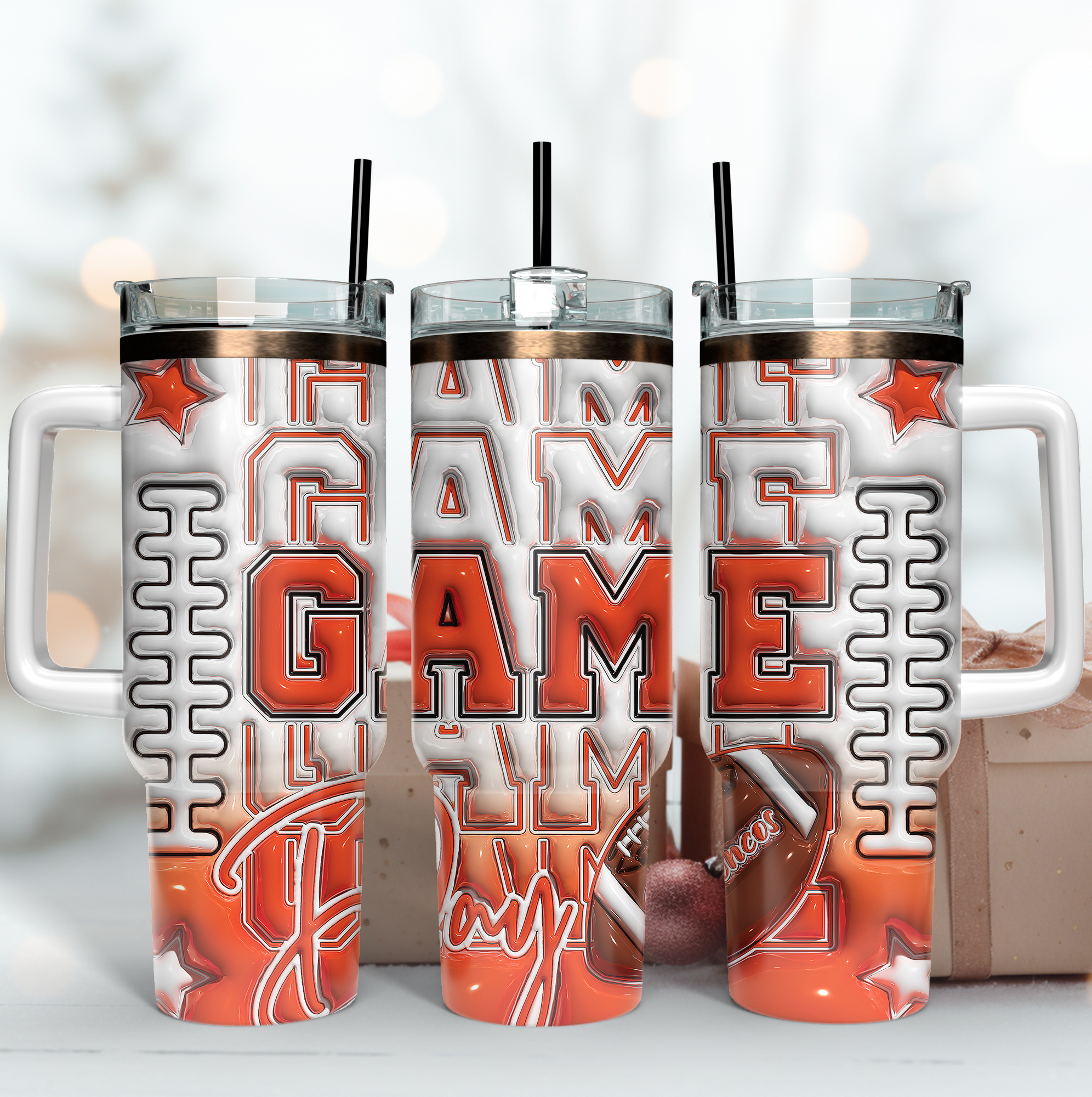 Denver Broncos NFL Game Day Custom Stanley Quencher 40oz Stainless Steel Tumbler With Handle