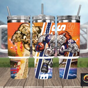 Denver Broncos NFL Mascot Custom Stanley Quencher 40oz Stainless Steel Tumbler With Handle