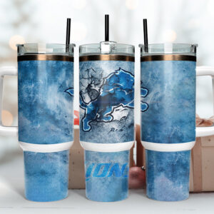 Detroit Lions NFL Custom Stanley Quencher 40oz Stainless Steel Tumbler With Handle