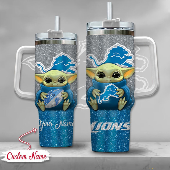 Detroit Lions NFL Custom Stanley Quencher 40oz Stainless Steel Tumbler With Handle