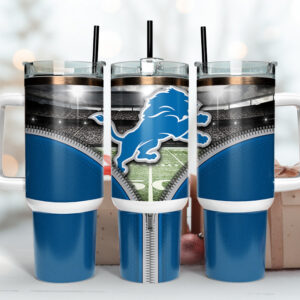 Detroit Lions NFL Custom Stanley Quencher 40oz Stainless Steel Tumbler With Handle