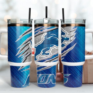 Detroit Lions NFL Custom Stanley Quencher 40oz Stainless Steel Tumbler With Handle