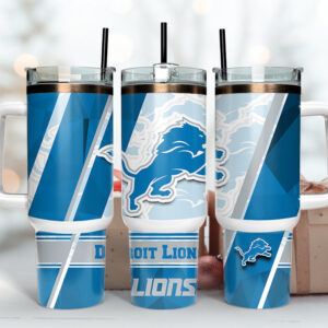 Detroit Lions NFL Custom Stanley Quencher 40oz Stainless Steel Tumbler With Handle
