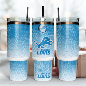 Detroit Lions NFL Custom Stanley Quencher 40oz Stainless Steel Tumbler With Handle