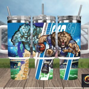 Detroit Lions NFL Mascot Custom Stanley Quencher 40oz Stainless Steel Tumbler With Handle