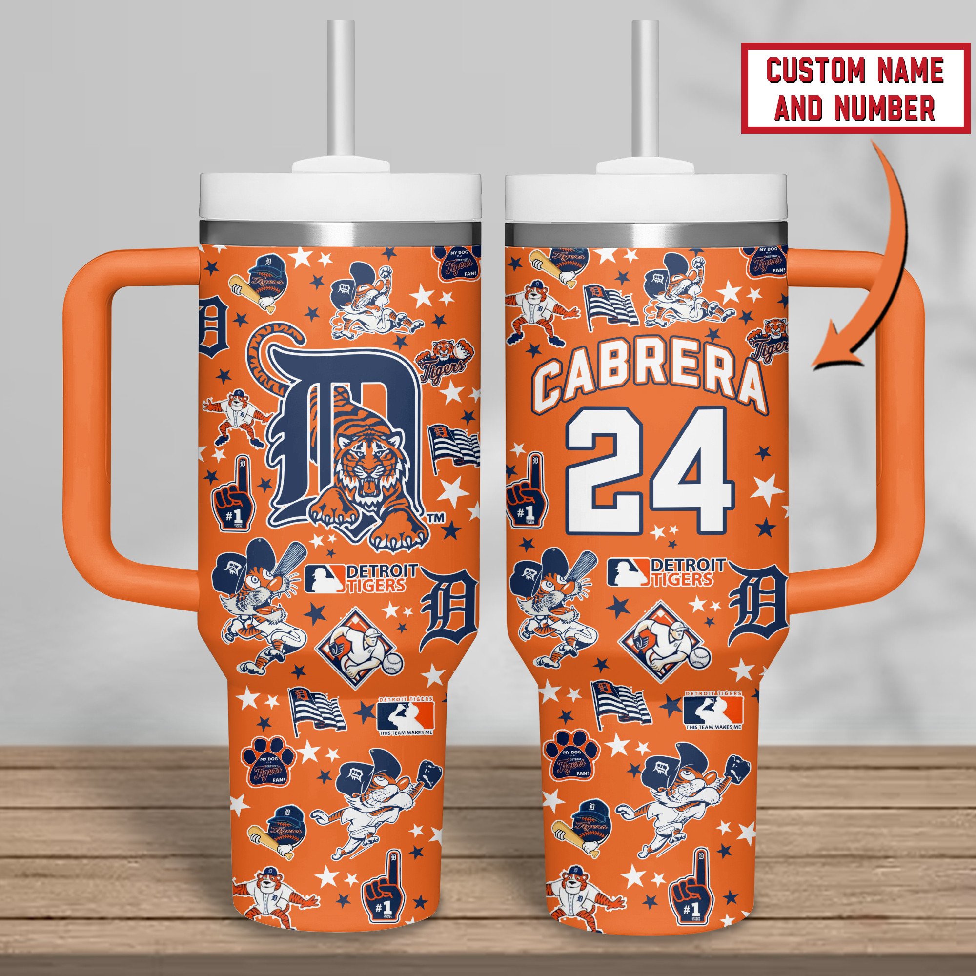 Detroit Tigers MLB Custom Stanley Quencher 40oz Stainless Steel Tumbler With Handle
