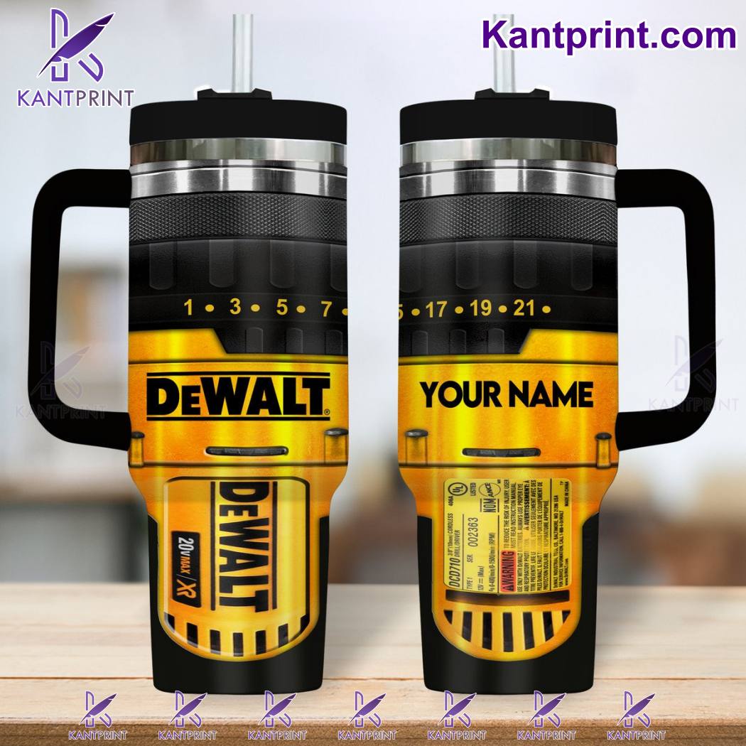 Dewalt Company Custom Stanley Quencher 40oz Stainless Steel Tumbler With Handle
