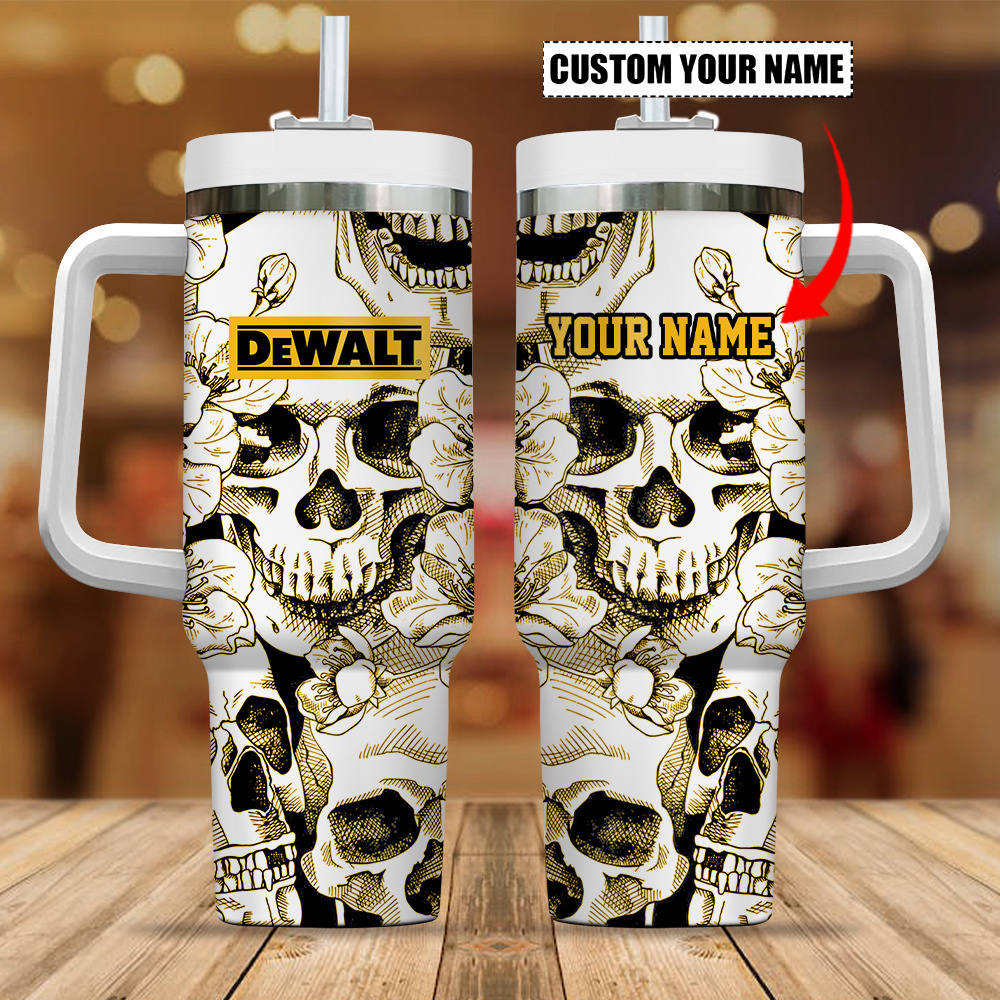 Dewalt Skull Company Custom Stanley Quencher 40oz Stainless Steel Tumbler With Handle
