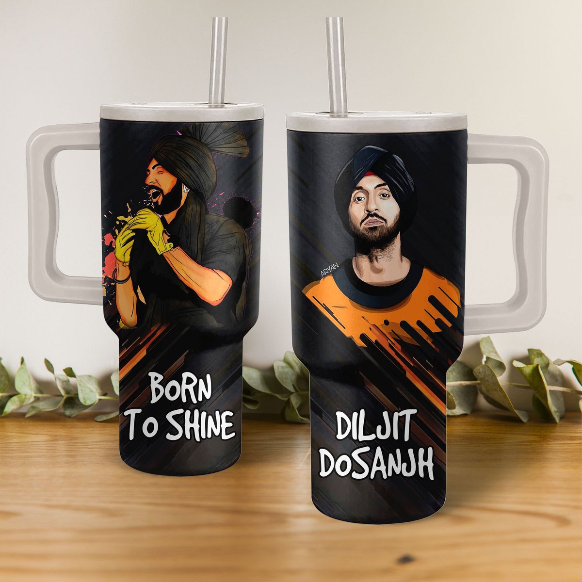 Diljit Dosanjh Music Custom Stanley Quencher 40oz Stainless Steel Tumbler With Handle
