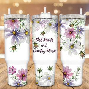 Dirt Roads And Country Music Custom Stanley Quencher 40oz Stainless Steel Tumbler With Handle