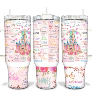 Disney Castle Cartoon Custom Stanley Quencher 40oz Stainless Steel Tumbler With Handle