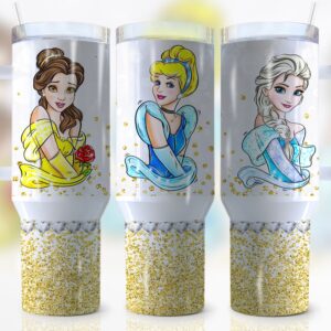 Disney Princesses Cartoon Custom Stanley Quencher 40oz Stainless Steel Tumbler With Handle