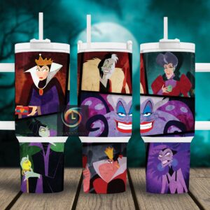 Disney Villains Cartoon Custom Stanley Quencher 40oz Stainless Steel Tumbler With Handle