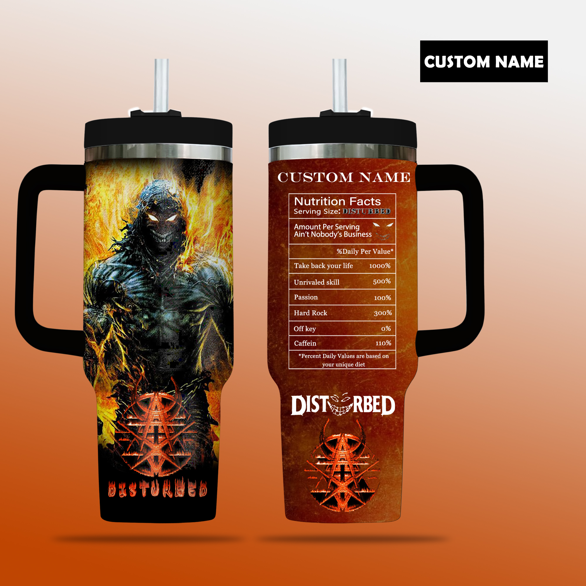 Disturbed Music Custom Stanley Quencher 40oz Stainless Steel Tumbler With Handle