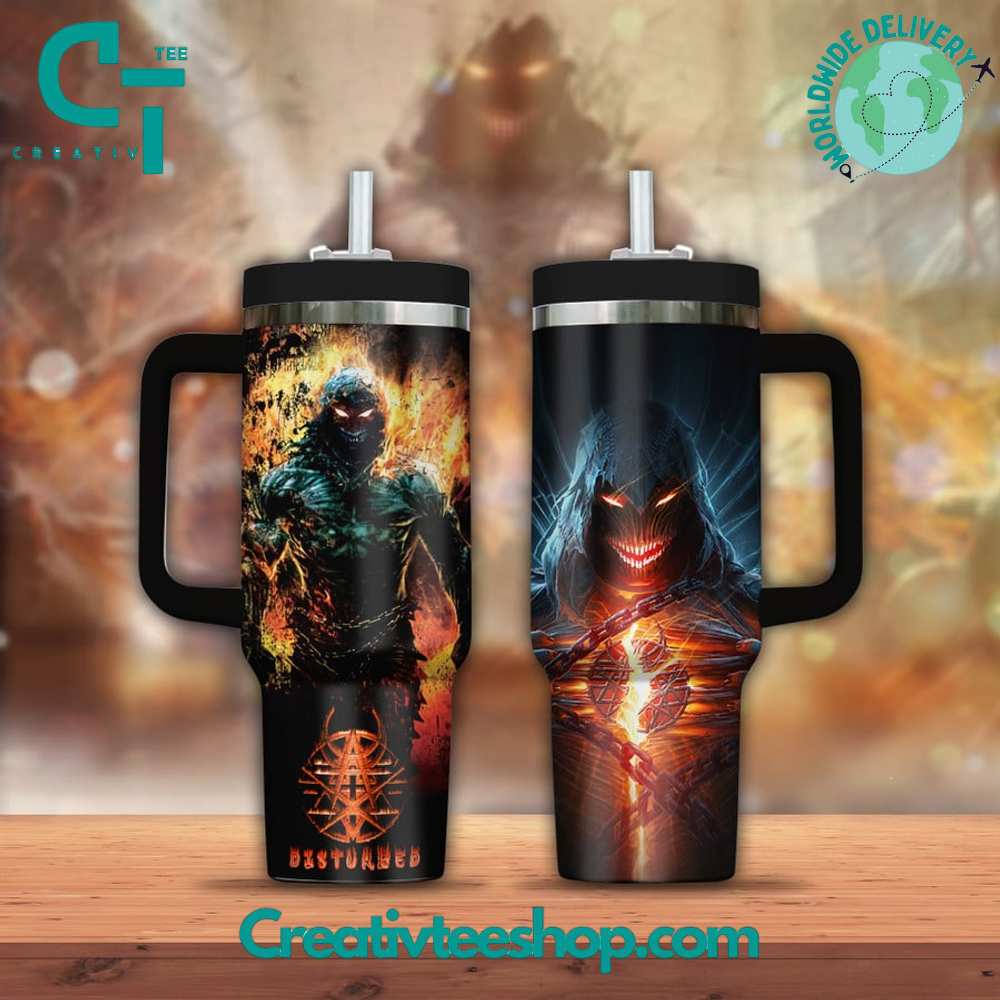 Disturbed Music Custom Stanley Quencher 40oz Stainless Steel Tumbler With Handle