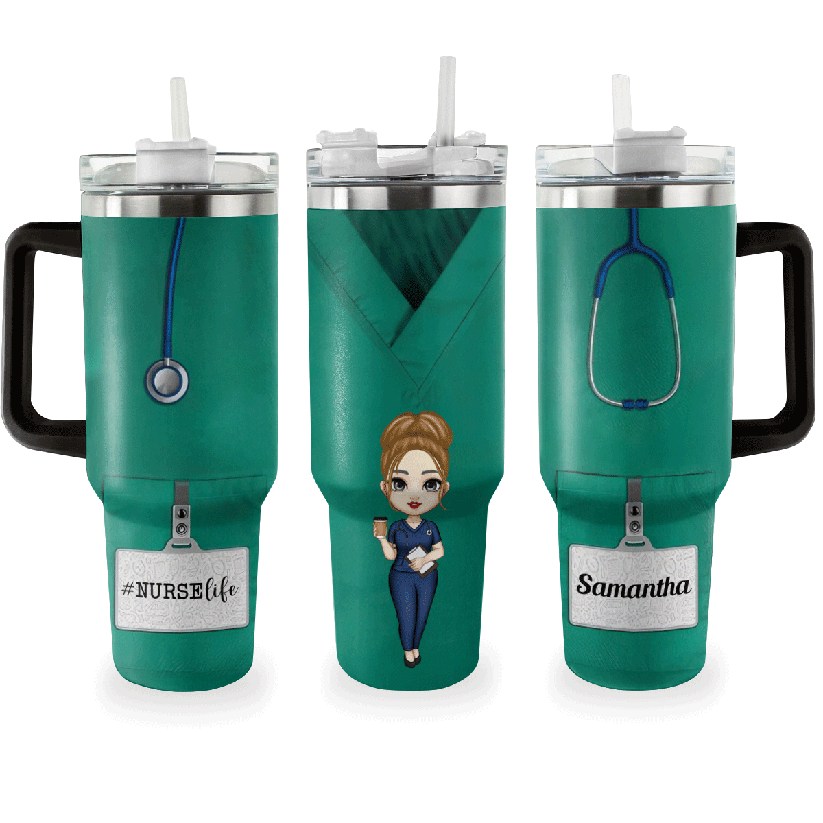 Doctor Custom Stanley Quencher 40oz Stainless Steel Tumbler With Handle
