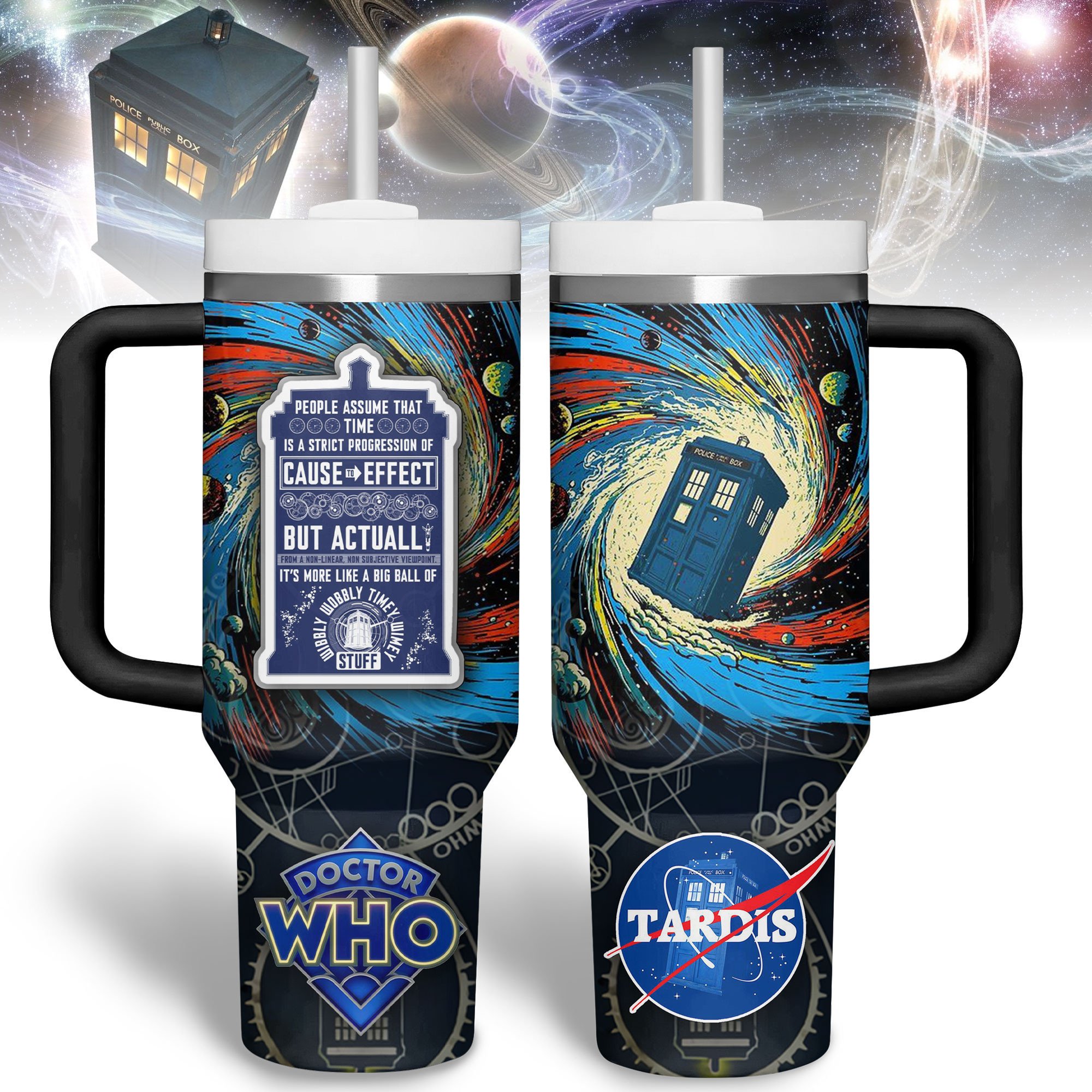 Doctor Who TV Series Custom Stanley Quencher 40oz Stainless Steel Tumbler With Handle