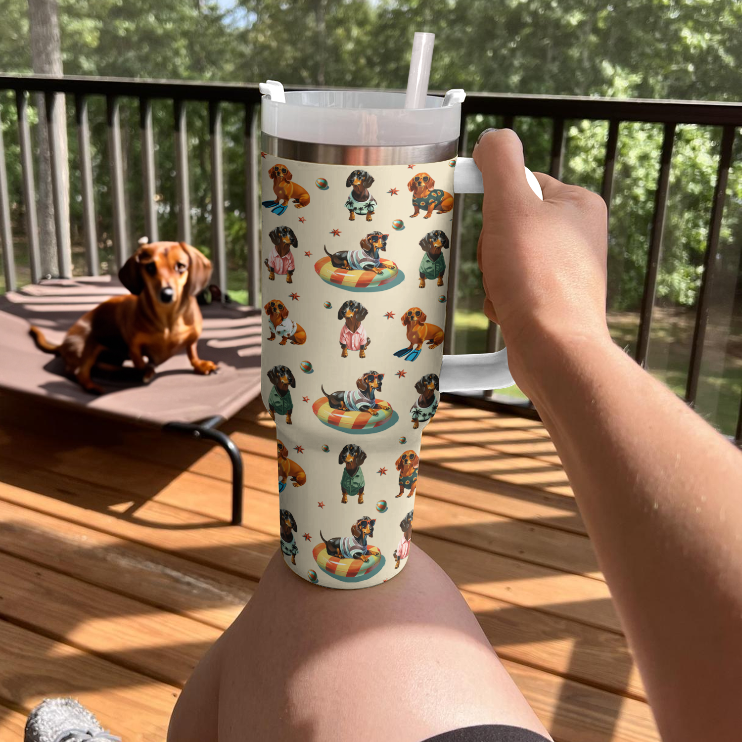 Dog Custom Stanley Quencher 40oz Stainless Steel Tumbler With Handle