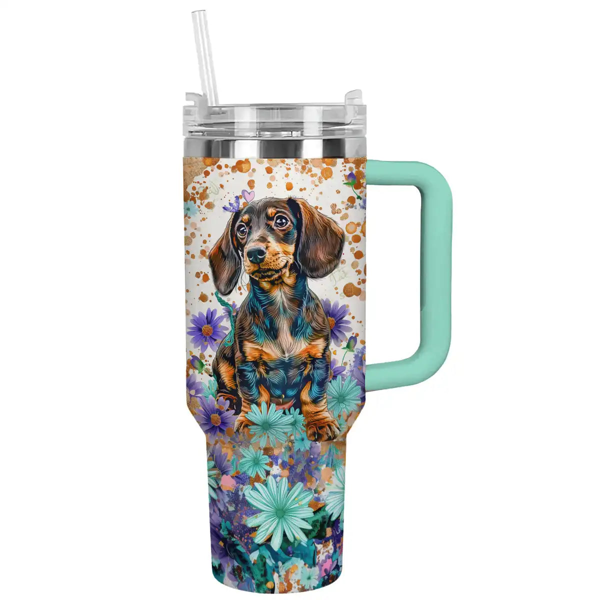 Dog Custom Stanley Quencher 40oz Stainless Steel Tumbler With Handle