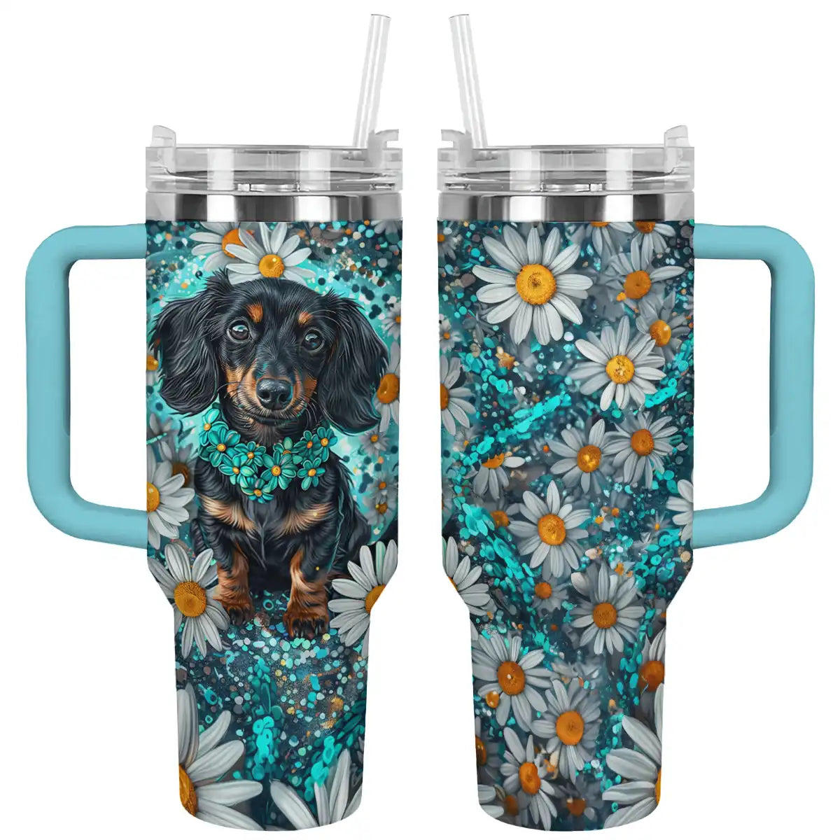 Dog Custom Stanley Quencher 40oz Stainless Steel Tumbler With Handle