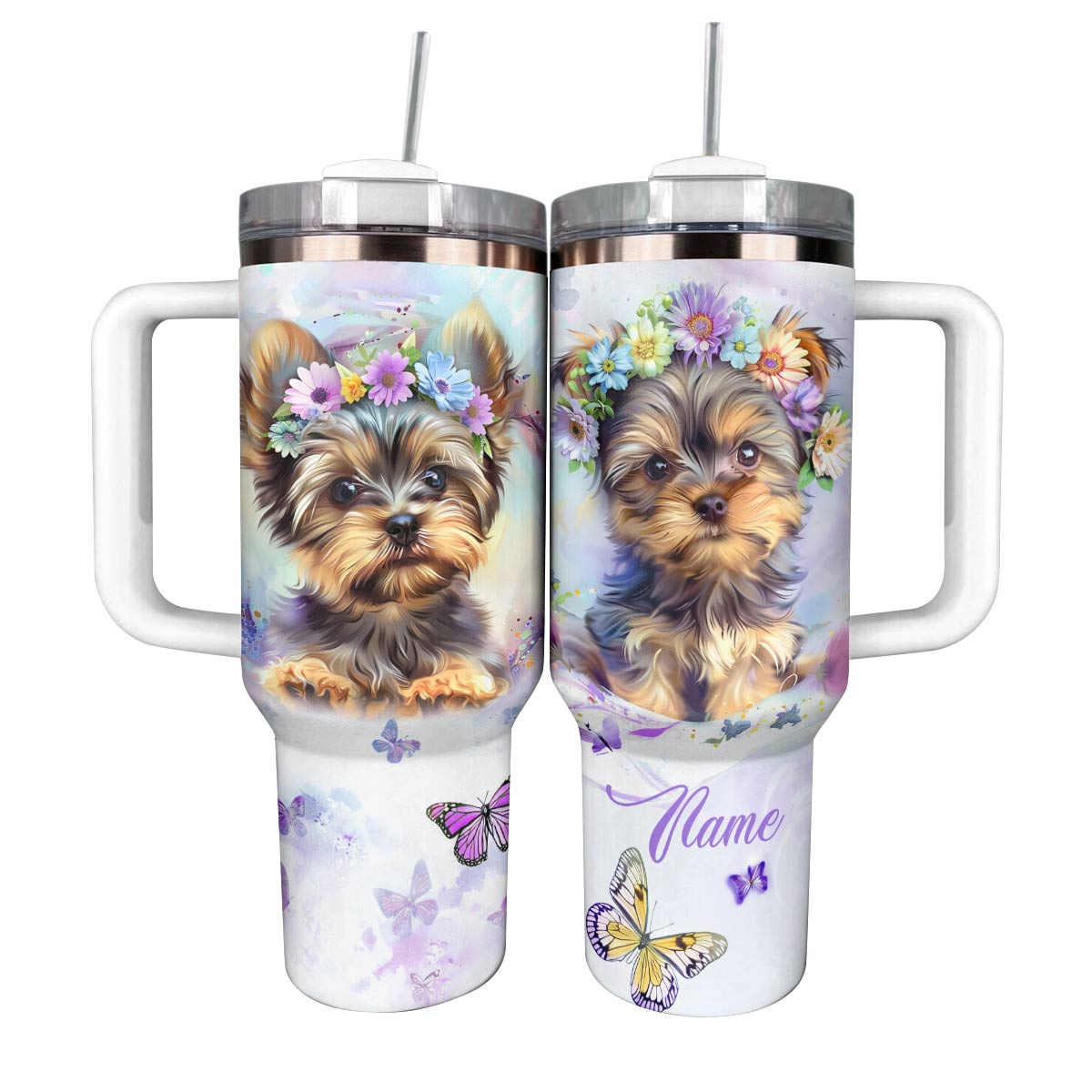Dog Custom Stanley Quencher 40oz Stainless Steel Tumbler With Handle