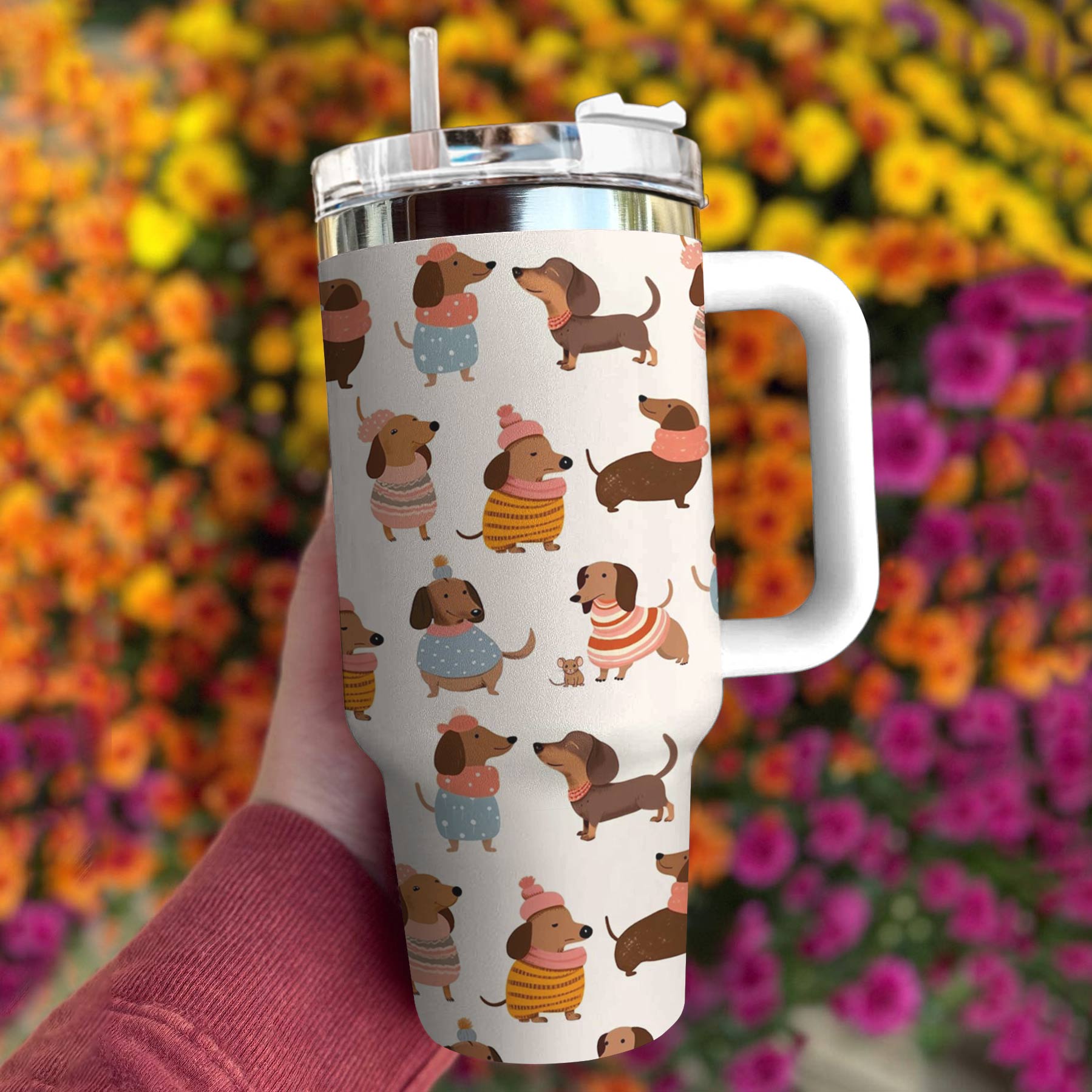 Dog Custom Stanley Quencher 40oz Stainless Steel Tumbler With Handle