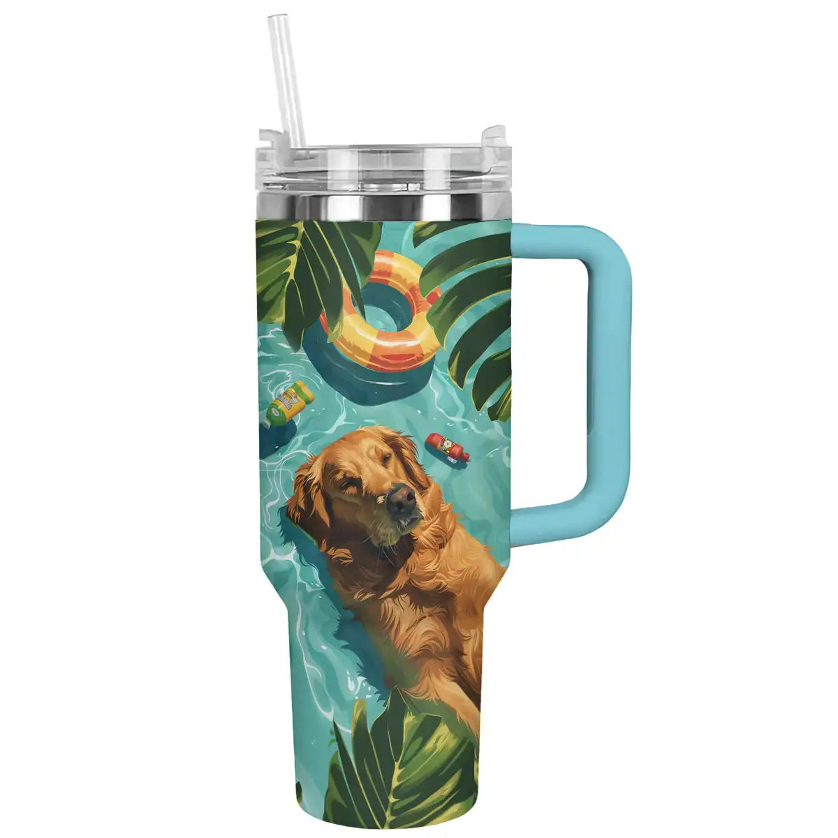 Dog Custom Stanley Quencher 40oz Stainless Steel Tumbler With Handle