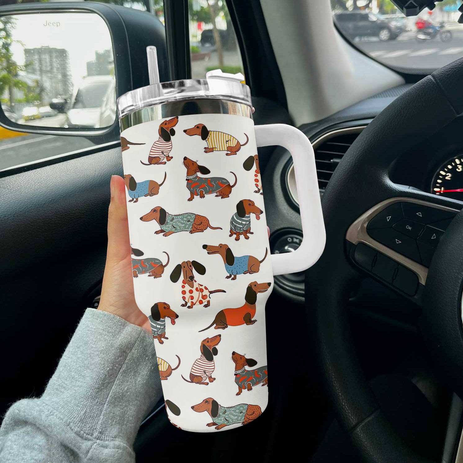Dog Custom Stanley Quencher 40oz Stainless Steel Tumbler With Handle
