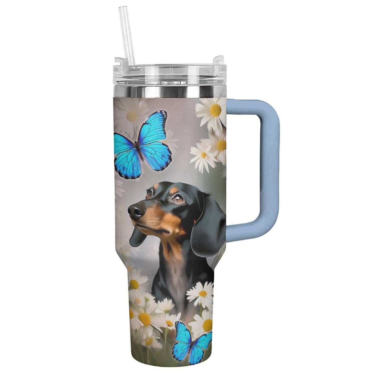 Dog Custom Stanley Quencher 40oz Stainless Steel Tumbler With Handle